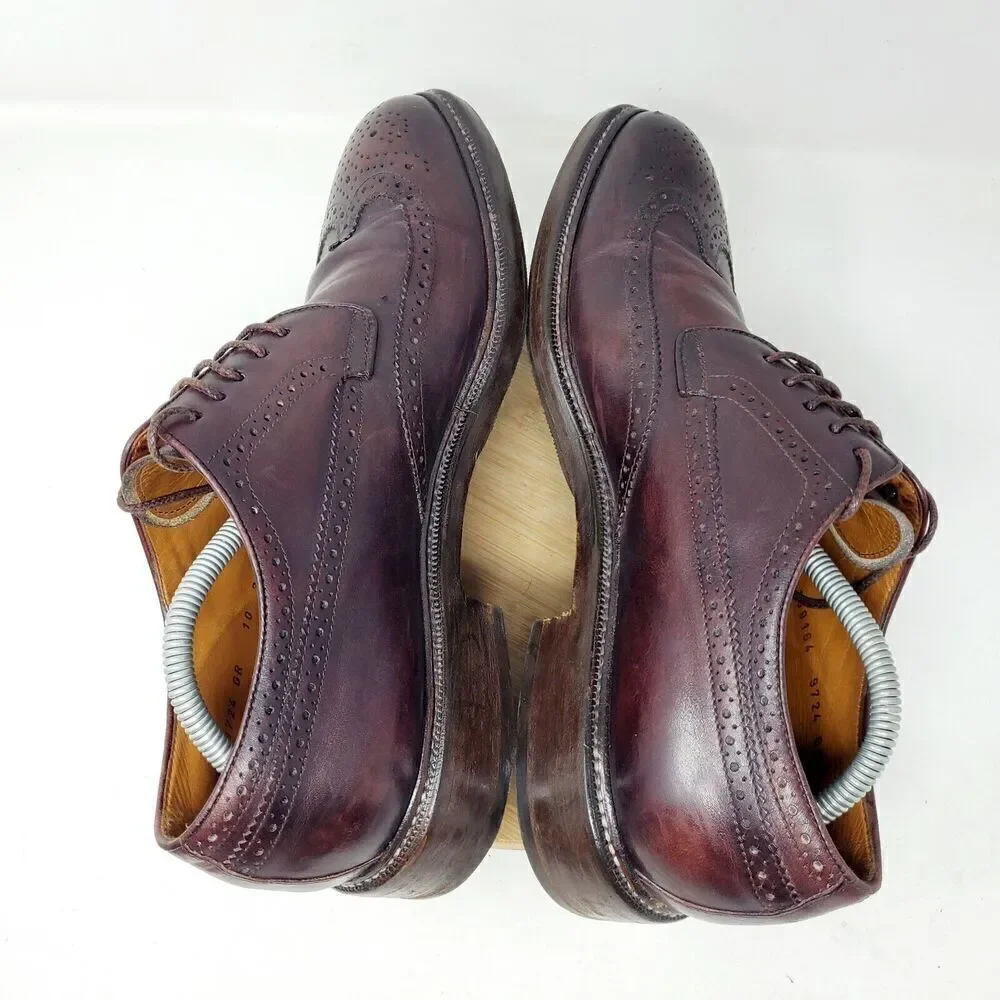 Campanile Shoes Mens 10 Brown Leather Wingtip Derby Full Brogue Medallion Oxford